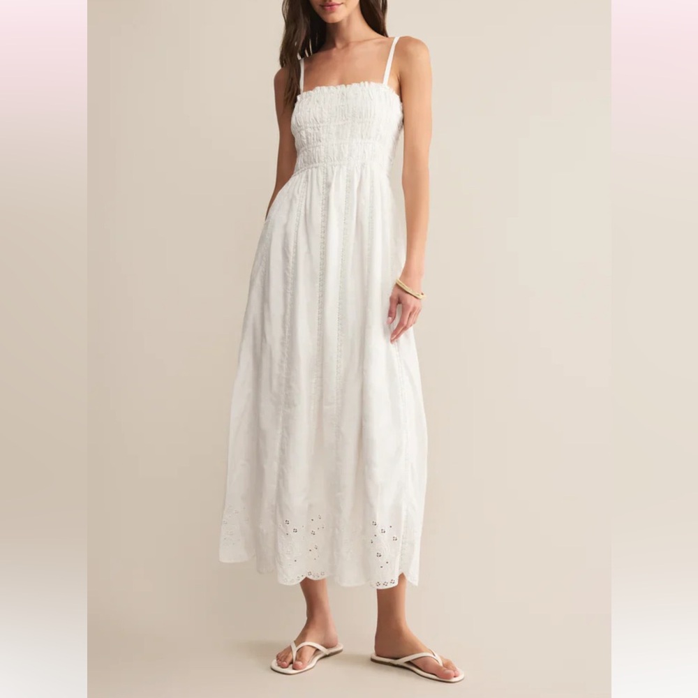 Z Supply Dani Embroidered Midi Dress White Small